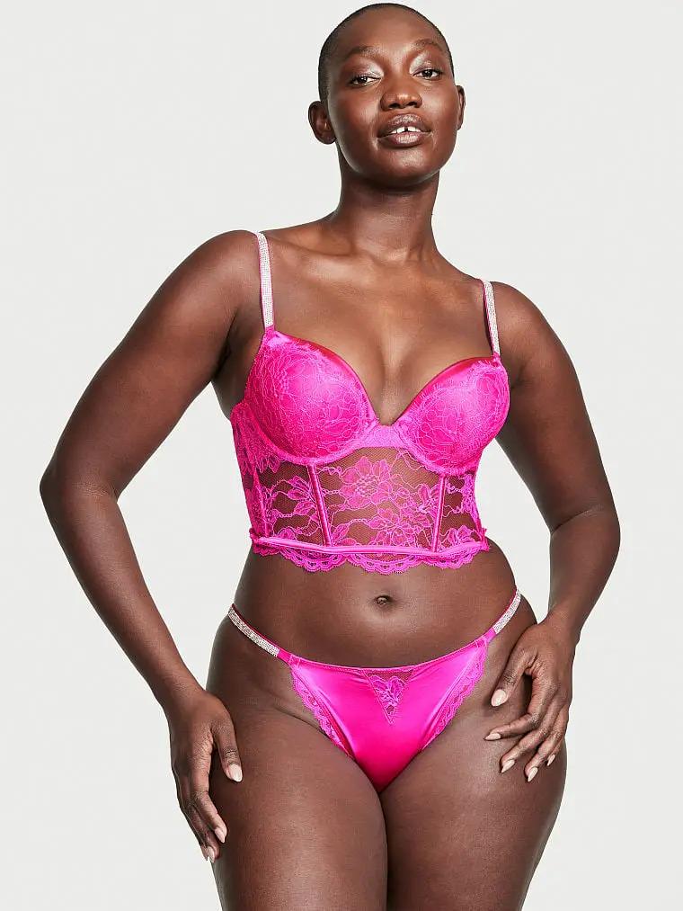Трусики Victoria’s Secret Very Sexy Micro Lace Shine Strap Cheeky Panty S Ярко-розовый (26611404)
