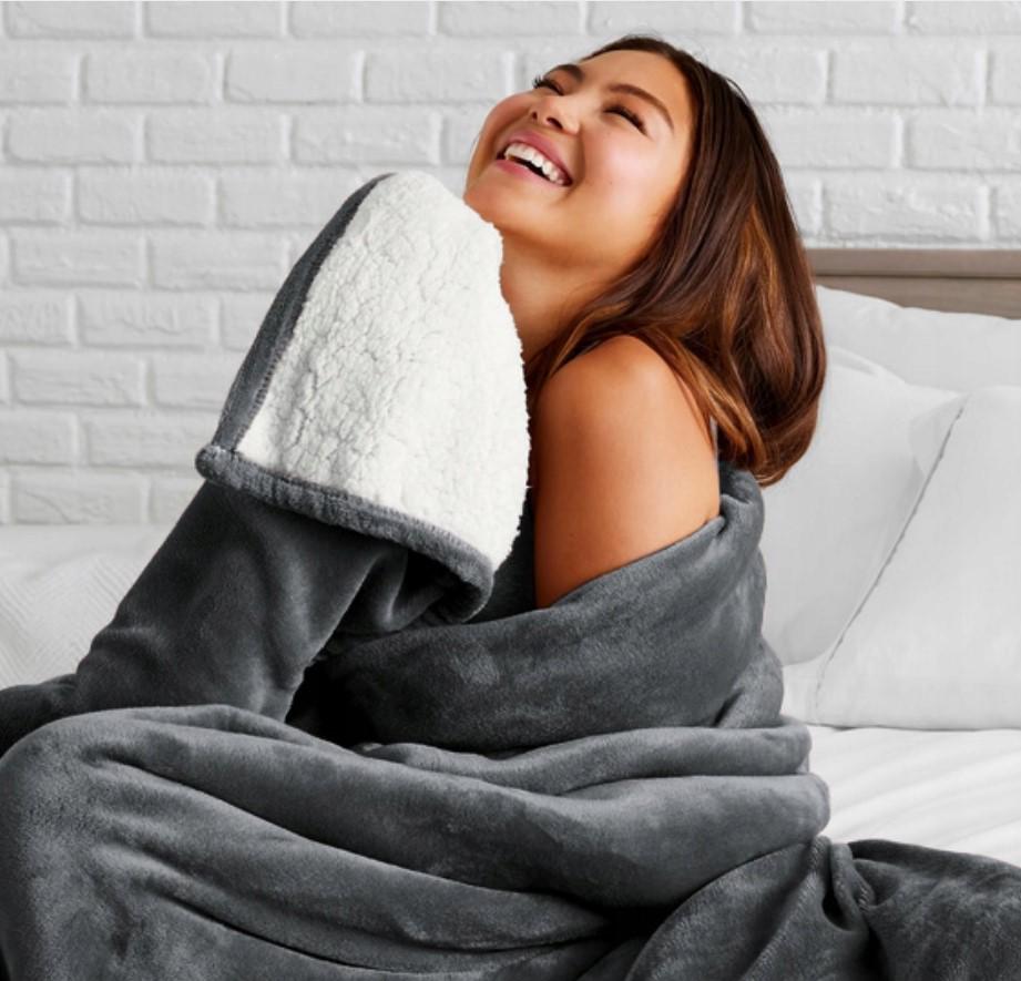 Одеяло двухстороннее 150x200 см Темно-серый - фото 4