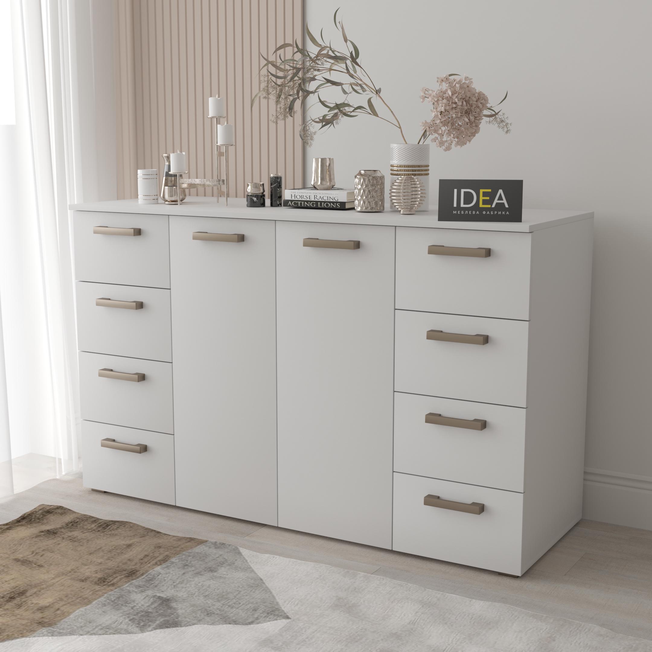 Комод Idea ТКБ-379.1 на 8 шухляд з дверима Білий (26718315) - фото 1 Комод Idea ТКБ-379.1 на 8 шухляд з дверима Білий (26718315) - фото 1