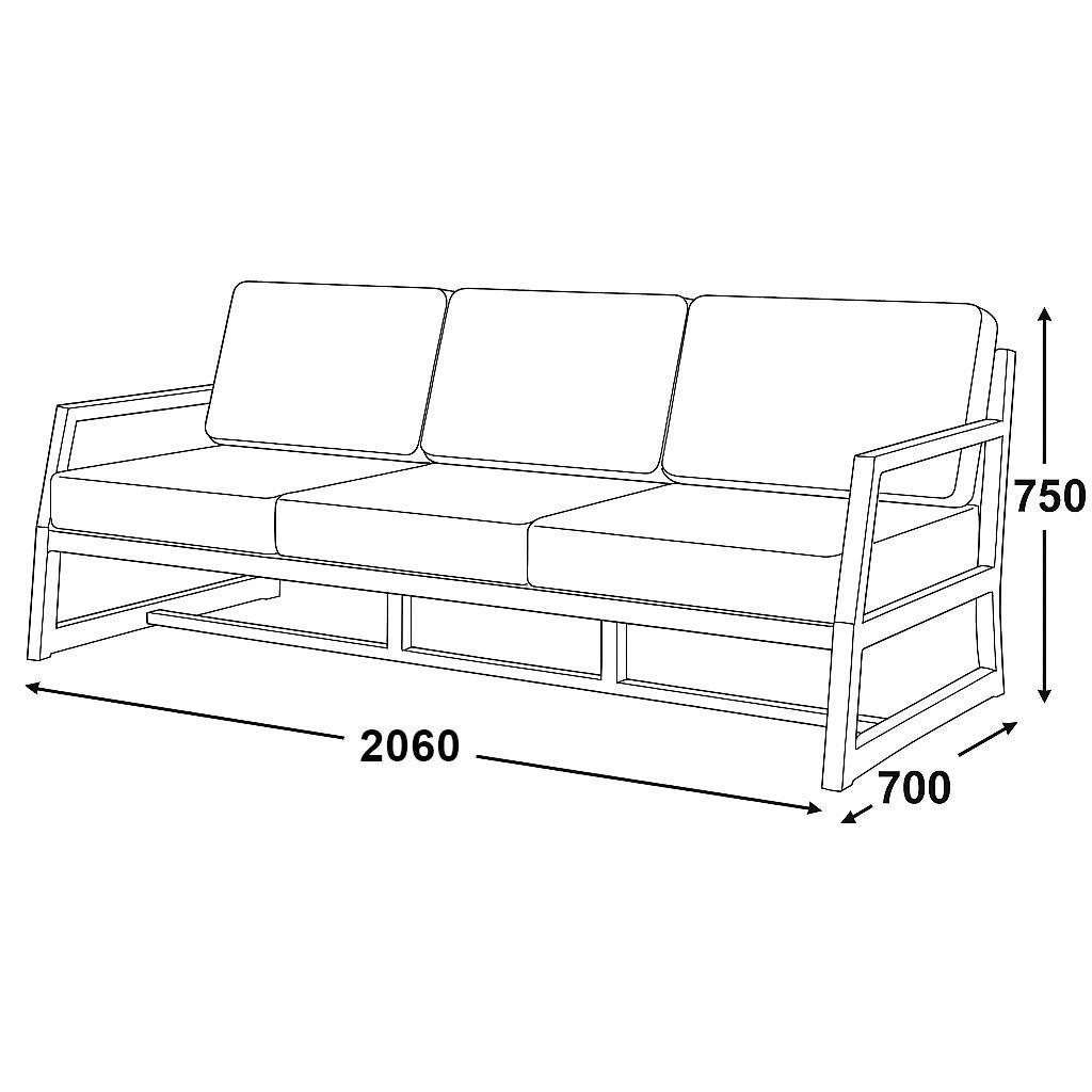 Диван металлический AVVS Атлас с подлокотниками лофт экокожа 206 см Бежевый - фото 5