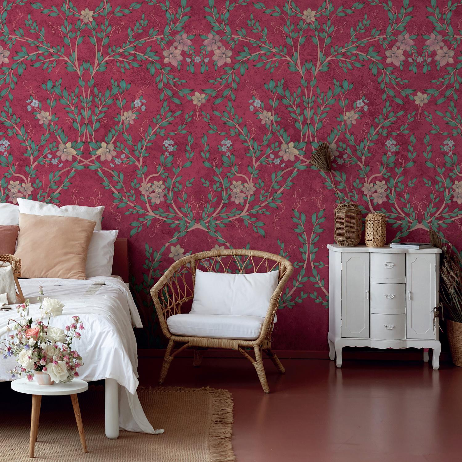 Фотообои AdaWall SEASONS бесшовные на текстильной основе Цветочный и листовой дизайн (SE307-2)