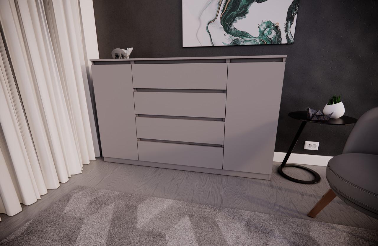 Комод MEBEX на 4 шухляди з боковими тумбами 160х40х100 см Сірий світлий (VERTO4B1600LG) - фото 3