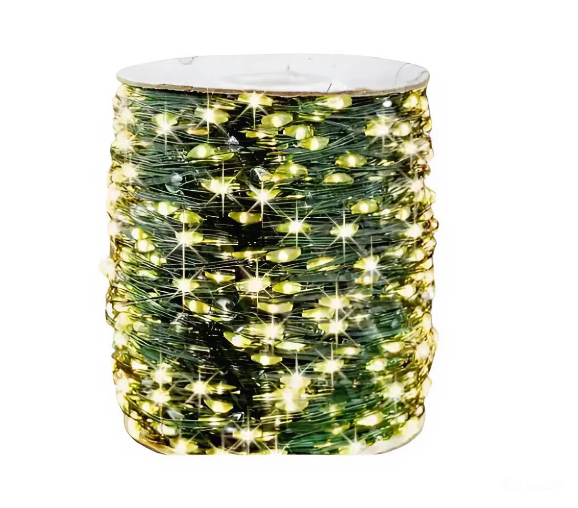 Гірлянда-нитка світлодіодна Роса з пультом 1000 LED 8 режимів IP44 USB зелений провід 100 м Теплий білий (Rosa100m)