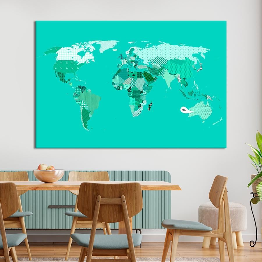 Картина карта Голубая карта мира 51x34 см (A1323-1)