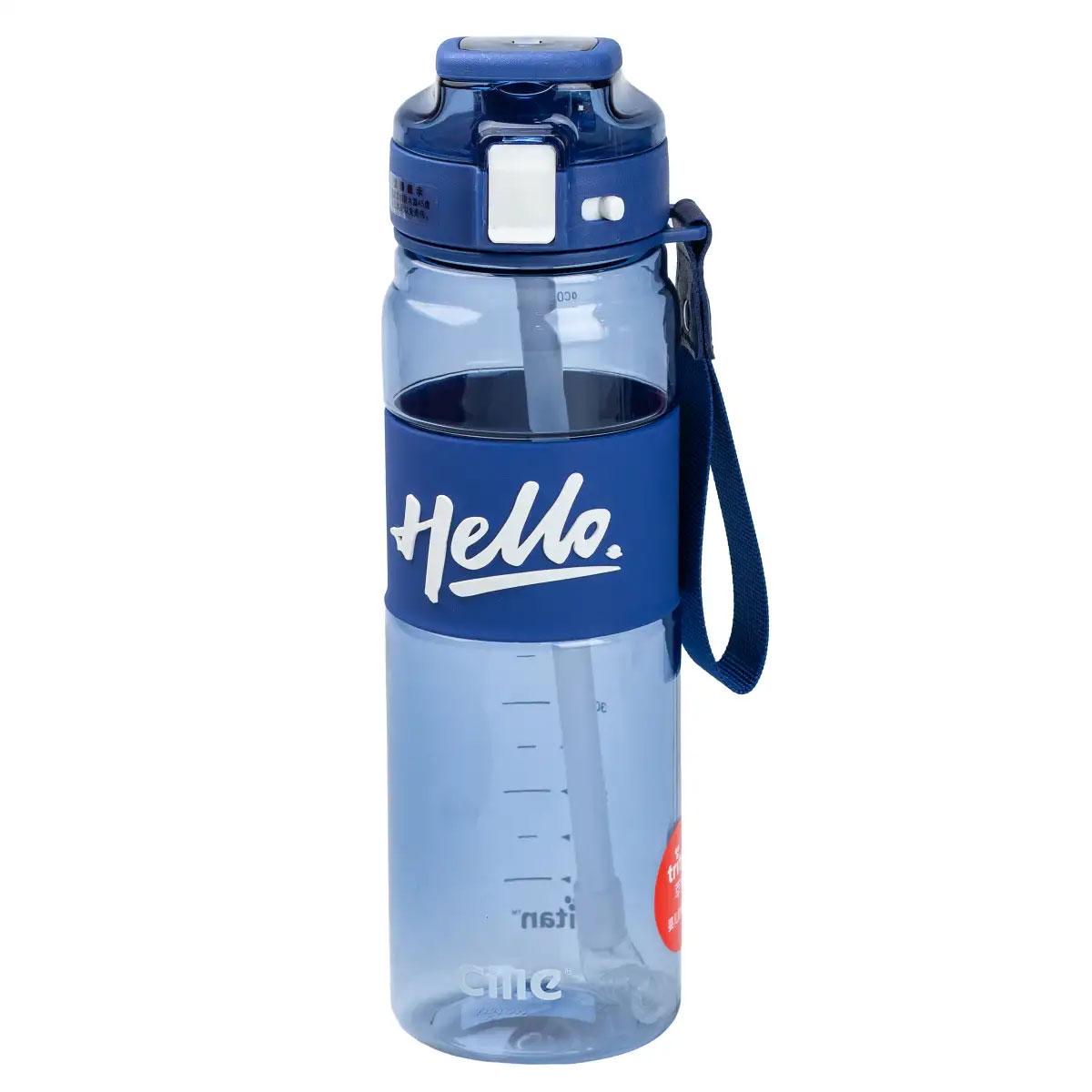 Бутылка для воды Light House Hello LG-30179 BL с мундштуком и ремешком 860 мл Синий