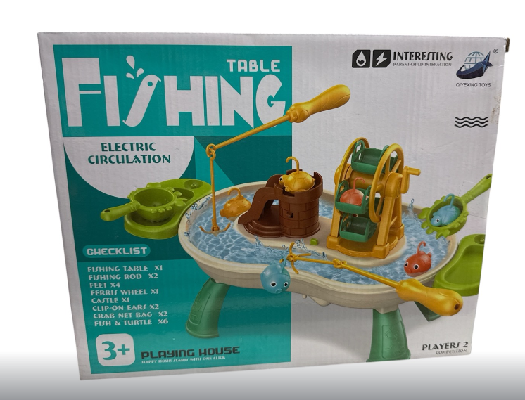 Рыбалка QY 9995 платформа трансформируется в столик циркуляция воды механическое колесо/рыбки с крючками/удочки/аксессуары в коробке