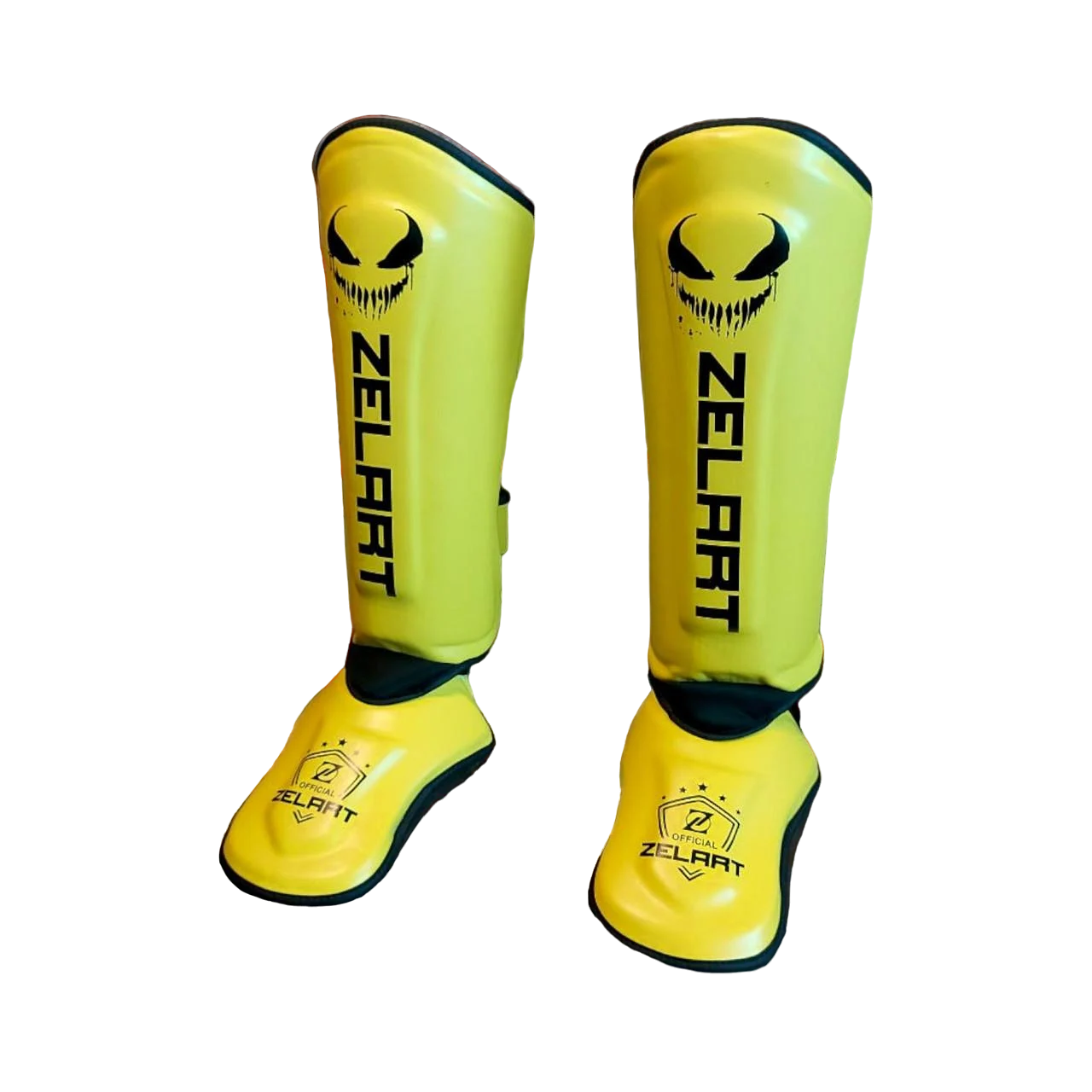 Защита голени и стопы Zelart искусственная кожа S Желто-черный (BO-1376)