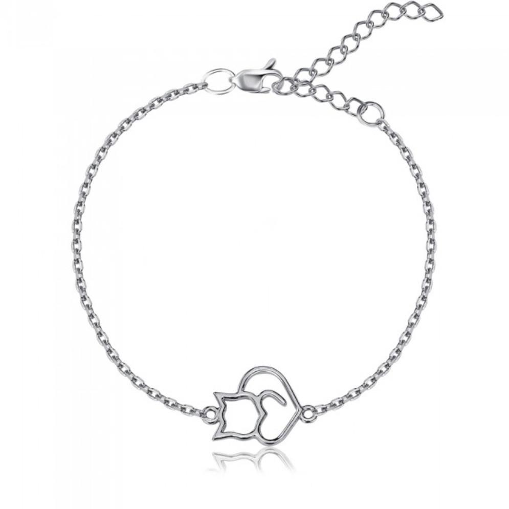 Серебряный браслет на руку без камней Котик 16-20 см 1,80 г (75308)