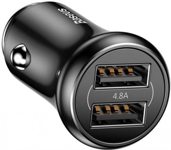 Зарядний пристрій автомобільний Baseus Gentleman 4.8 A Dual-USB Car Charger Black (05960)