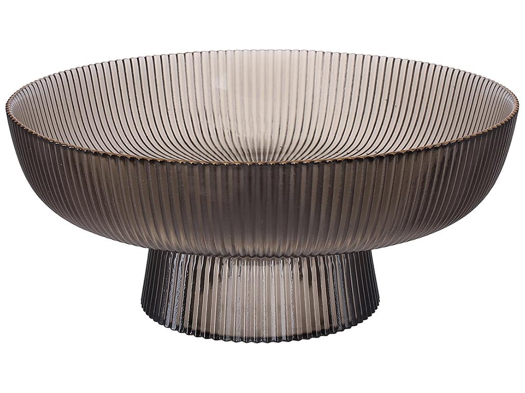 Фруктовница на ножке с ободком Scandi 20х8,5 см Дымчатый серый с золотым (BDI-992-050)