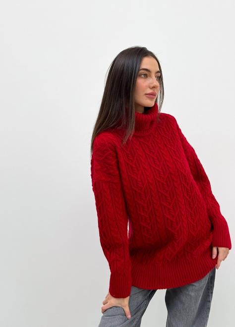 Светр з візерунком жіночий ART KNIT Олівія oversize Червоний - фото 4 Светр з візерунком жіночий ART KNIT Олівія oversize Червоний - фото 4