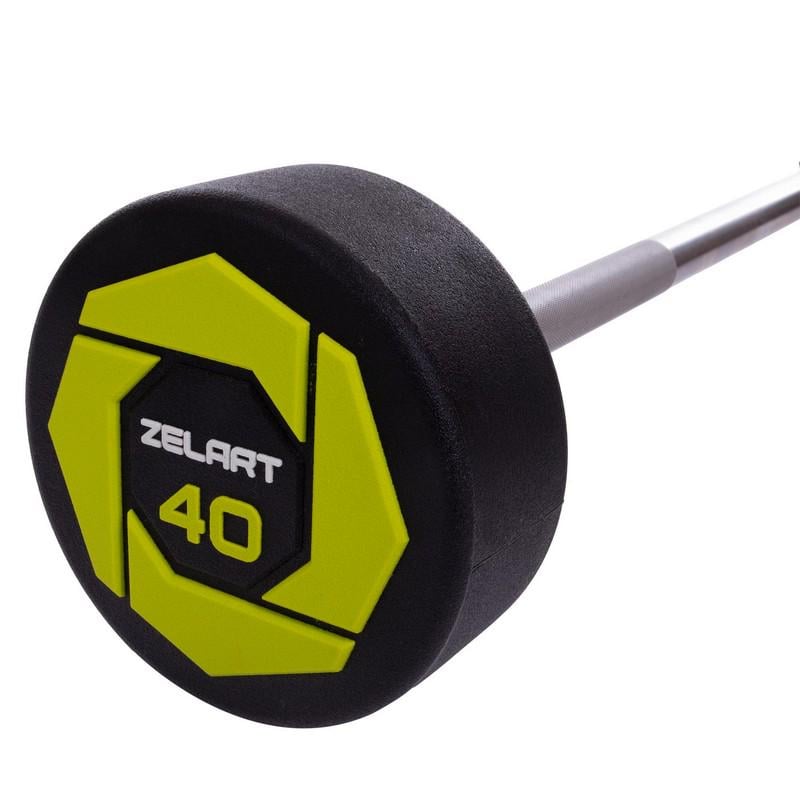 Штанга фіксована пряма Urethane Barbell Zelart TA-2689 40 кг Зелено-чорний (58363124) - фото 3