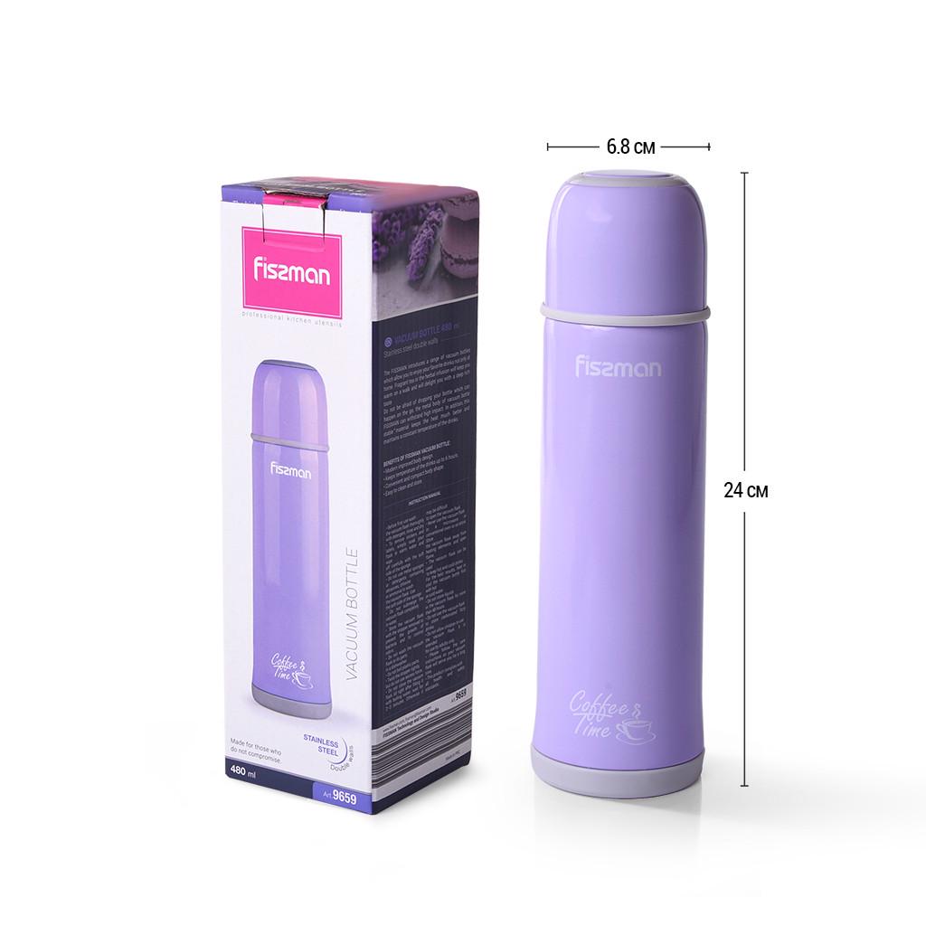 Термос питьевой детский Fissman 6,8x24 см 480 мл из нержавеющей стали Сиреневый (9659) - фото 3