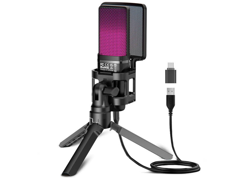 Микрофон конденсаторный Zealsound BKD-11 Pro A68 RGB USB для ПК/PS4/PS5/Mac