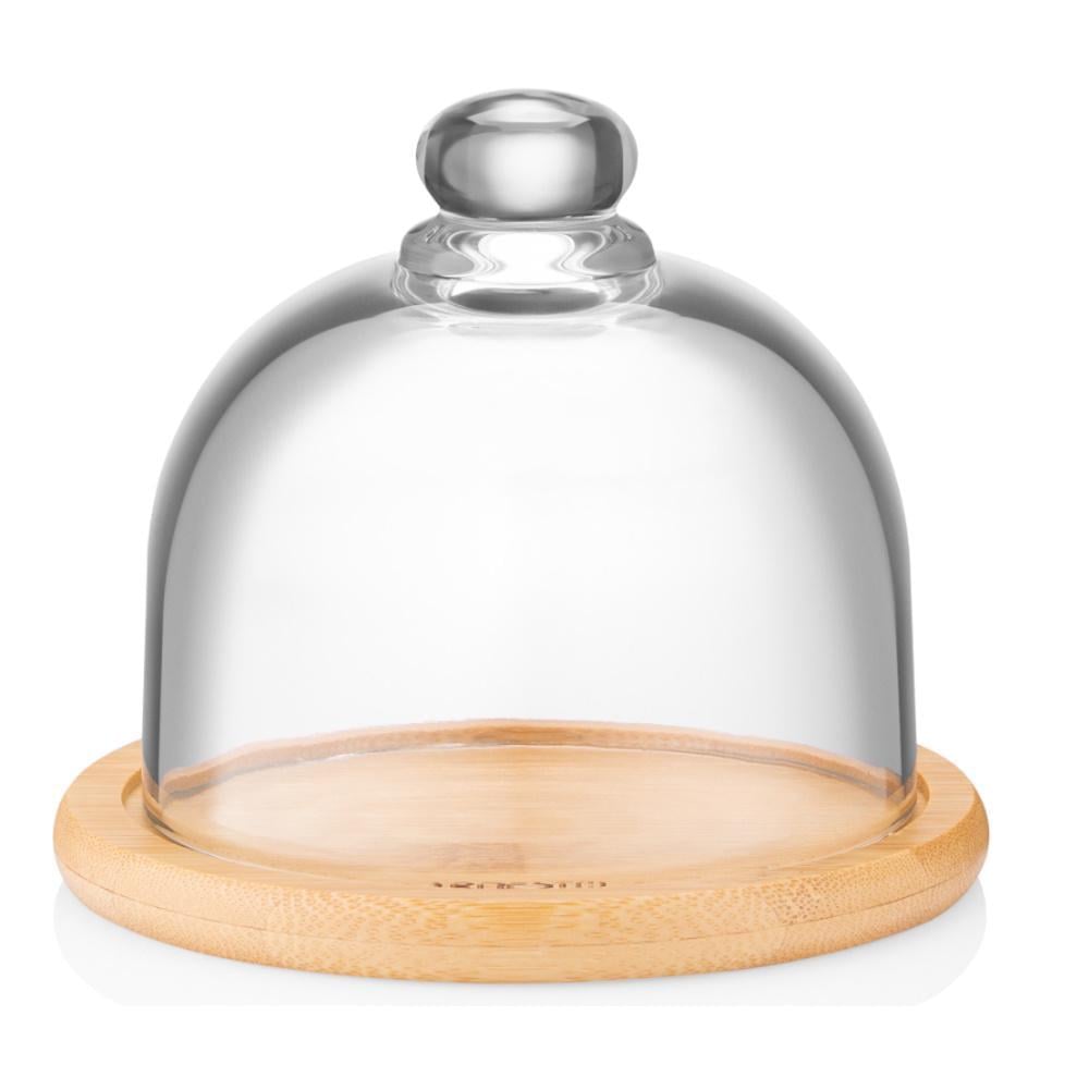 Блюдо-доска Ardesto бамбуковая со стеклянной крышкой 12 см (AR2612BD)