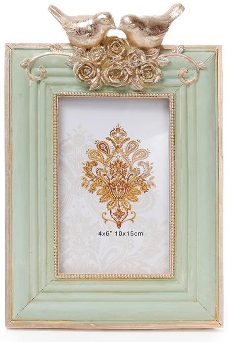 Фоторамка Tudor Синички для фото 10х15 см Мятный с золотом (BD-440-101)