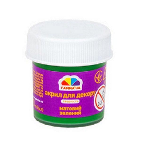 Акрил для декору Гамма UA Творчість 401513 20 мл Зелений матовий (1800940066) - фото 3 Акрил для декору Гамма UA Творчість 401513 20 мл Зелений матовий (1800940066) - фото 3