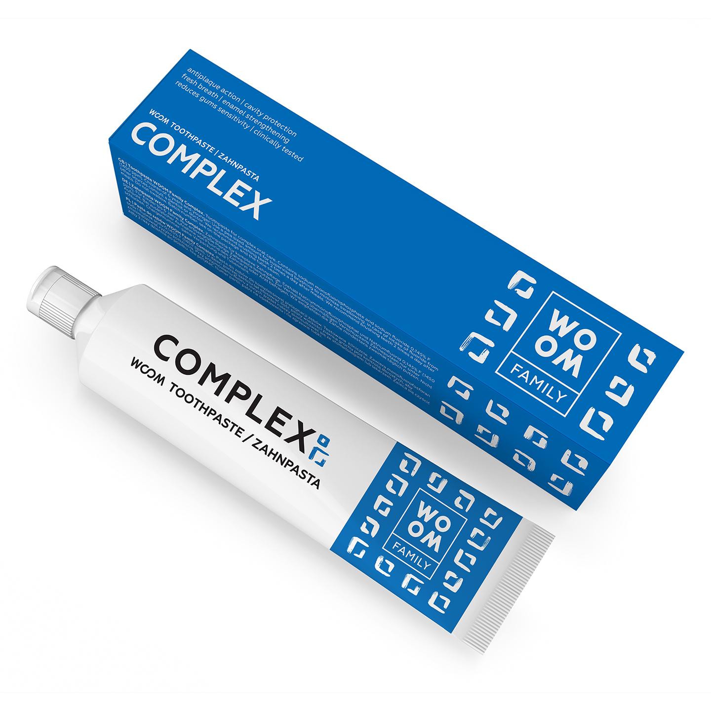 Зубная паста Woom Family Complex укрепляющая с отбеливанием десенсетив антибактериал 75 мл (180360)