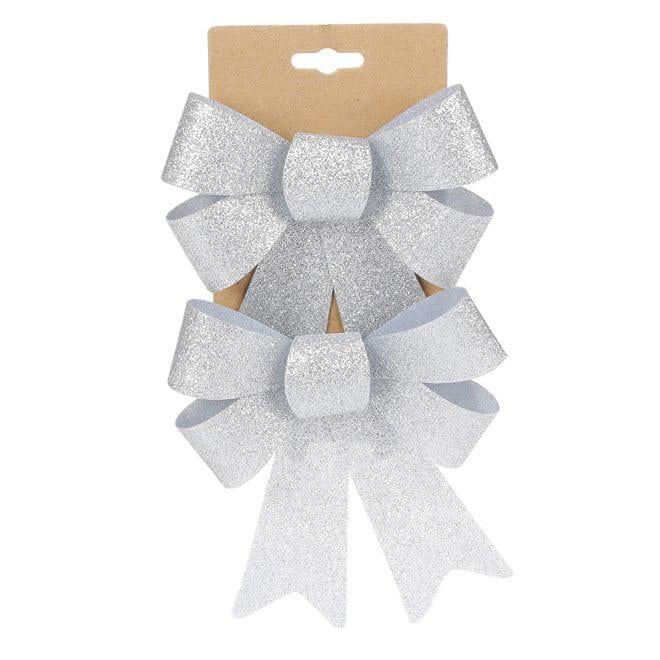 Набор новогодних бантов Flora 14х17 см Серебряный (13104)