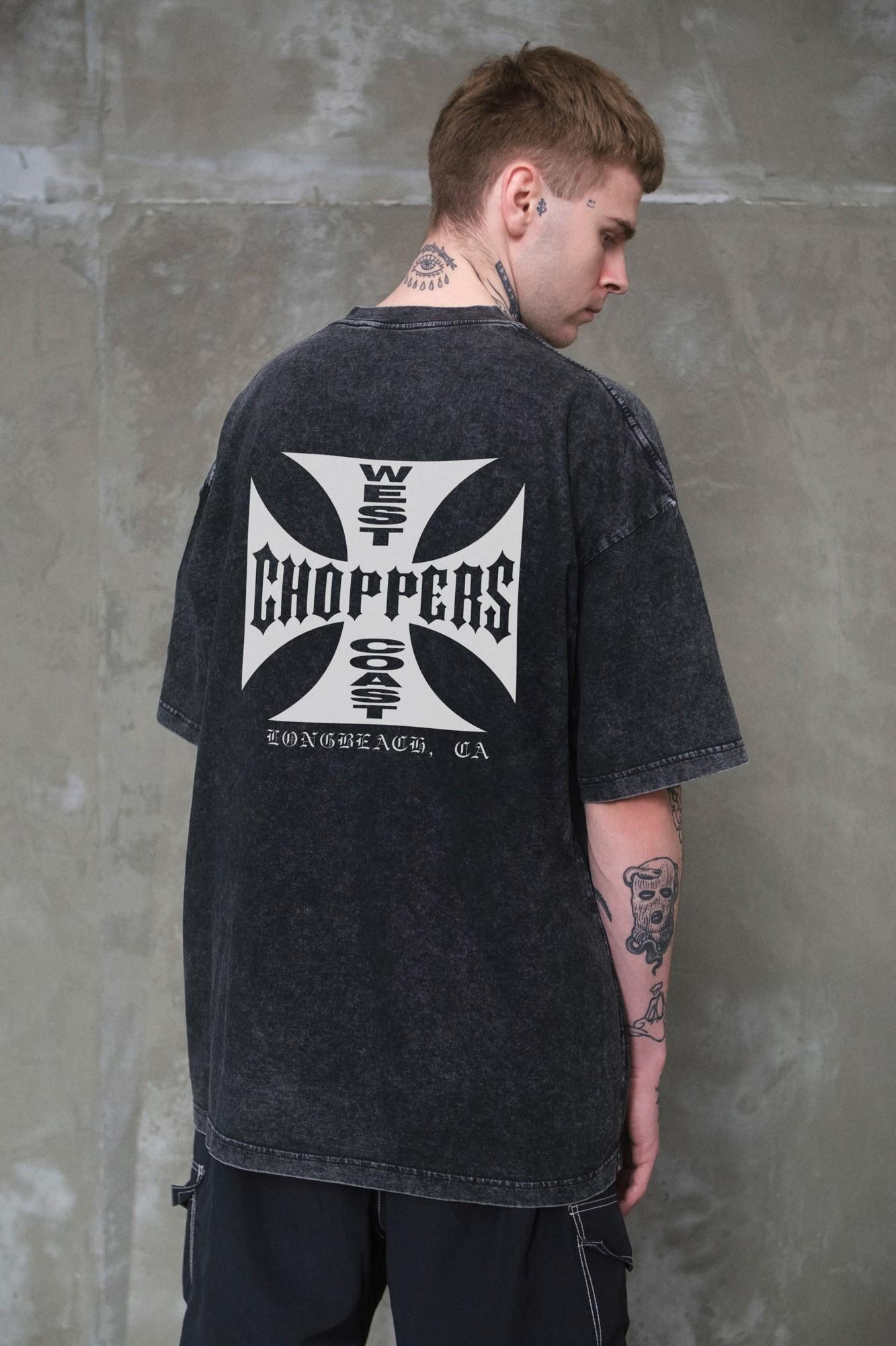 Футболка чоловіча оверсайз Without Washed виварена з принтом Choppers L/XL Black (L8049620) Футболка чоловіча оверсайз Without Washed виварена з принтом Choppers L/XL Black (L8049620)