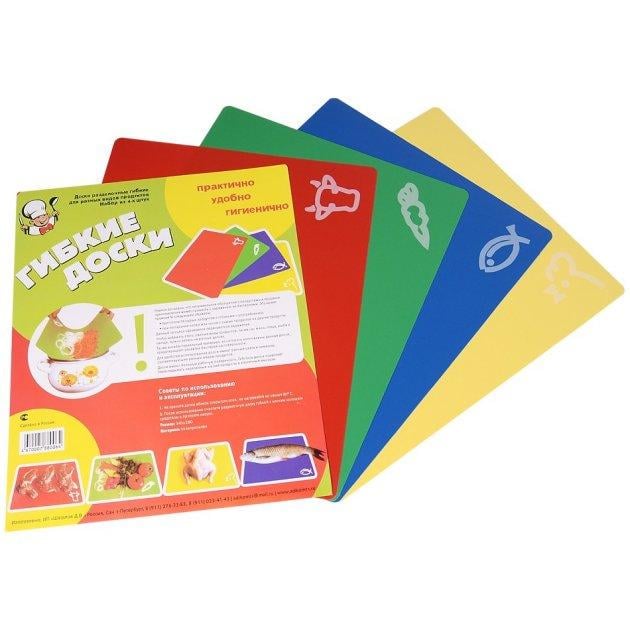 Доска разделочная гибкая 34х28 см 4 шт. Разноцветный (1791143915)