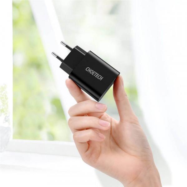 Зарядний адаптер Choetech Q5004-EU-BK USB-C 20 Вт Чорний (621730) - фото 3