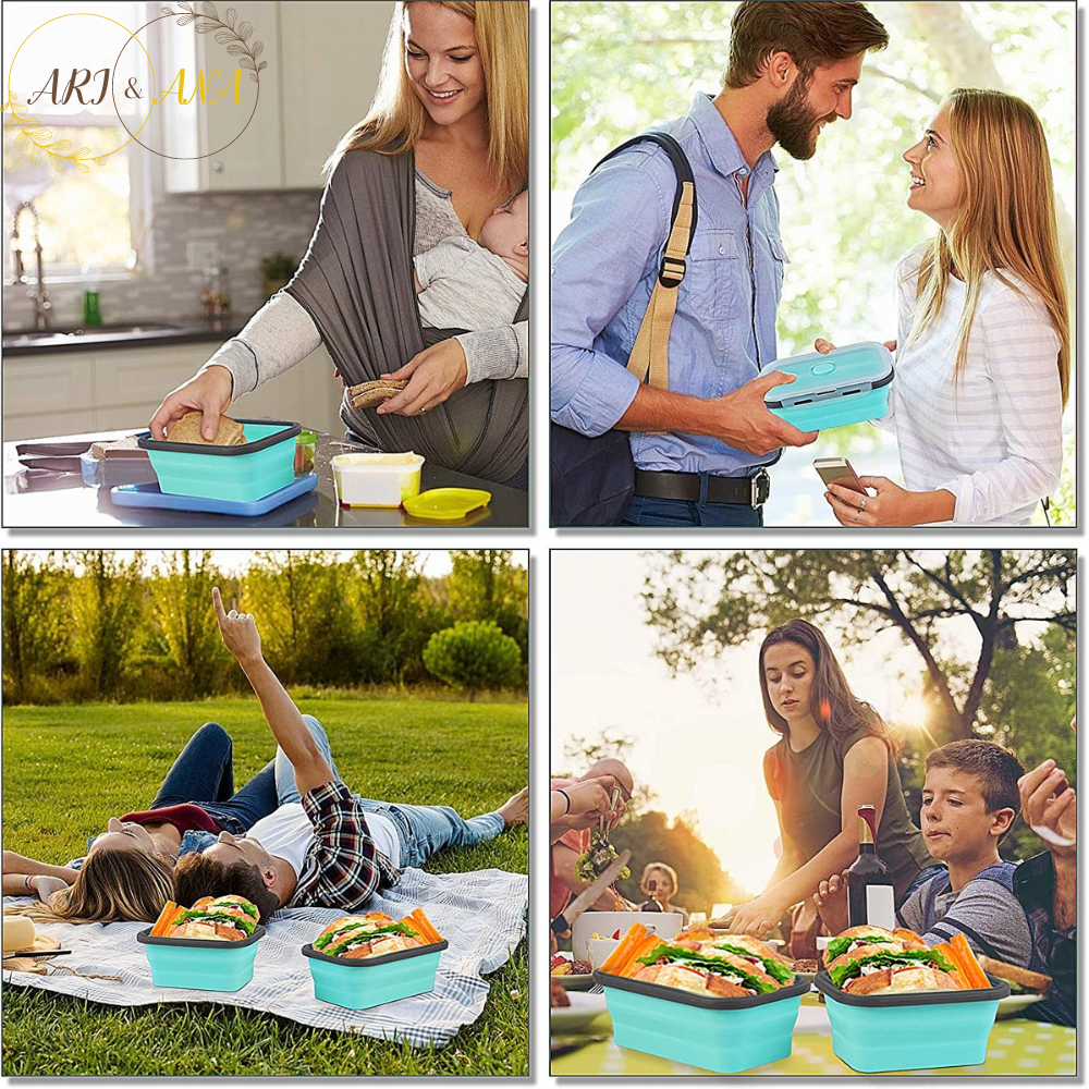 Набір силіконових складних контейнерів для зберігання їжі 4 шт. Синій (11652462) - фото 8 Набір силіконових складних контейнерів для зберігання їжі 4 шт. Синій (11652462) - фото 8