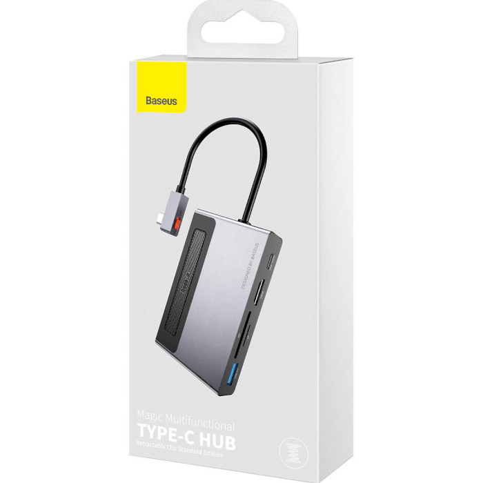 USB-хаб Baseus Magic Multifunctional Type-C with a Retractable Clip Standard Edition Space Gray (CA -DA0G) - фото 9