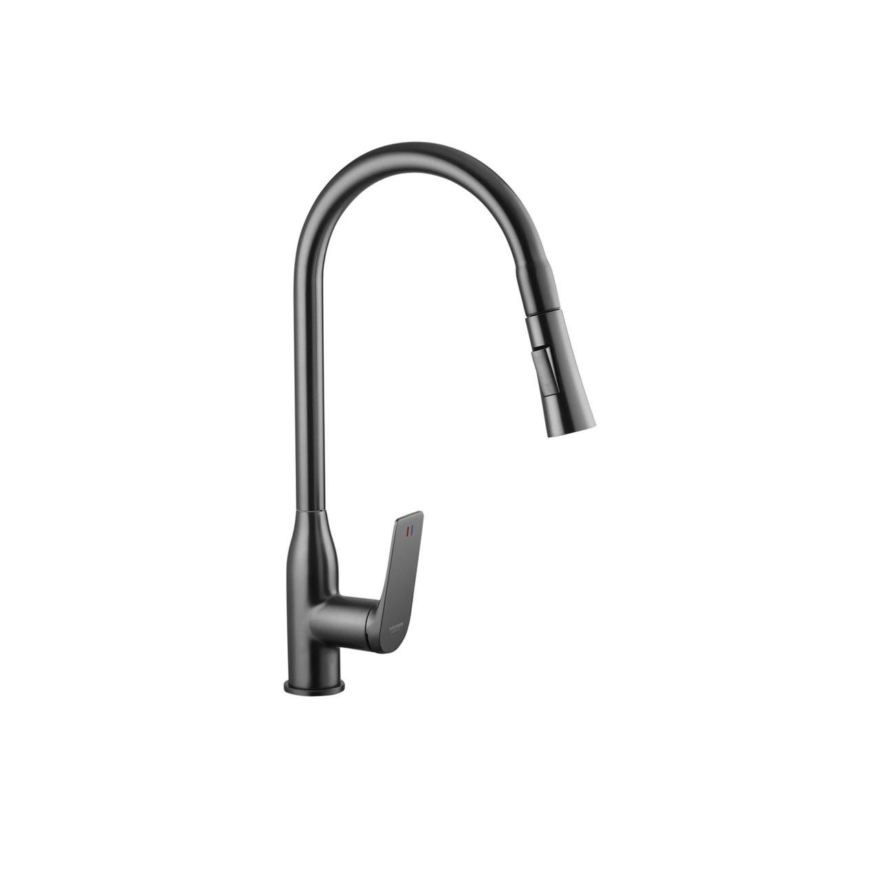 Змішувач для кухні Kroner KRP Graz GRP030-T з висувним виливом Графітовий (CV031336)