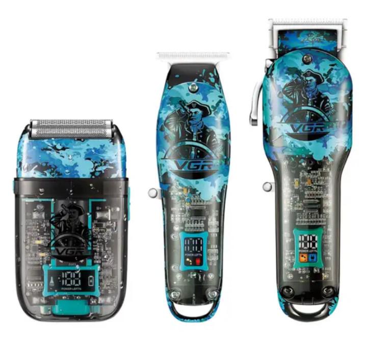 Набір для стрижки акумуляторний VGR V-645 зі змінними насадками LED-індикатор (2390000032)