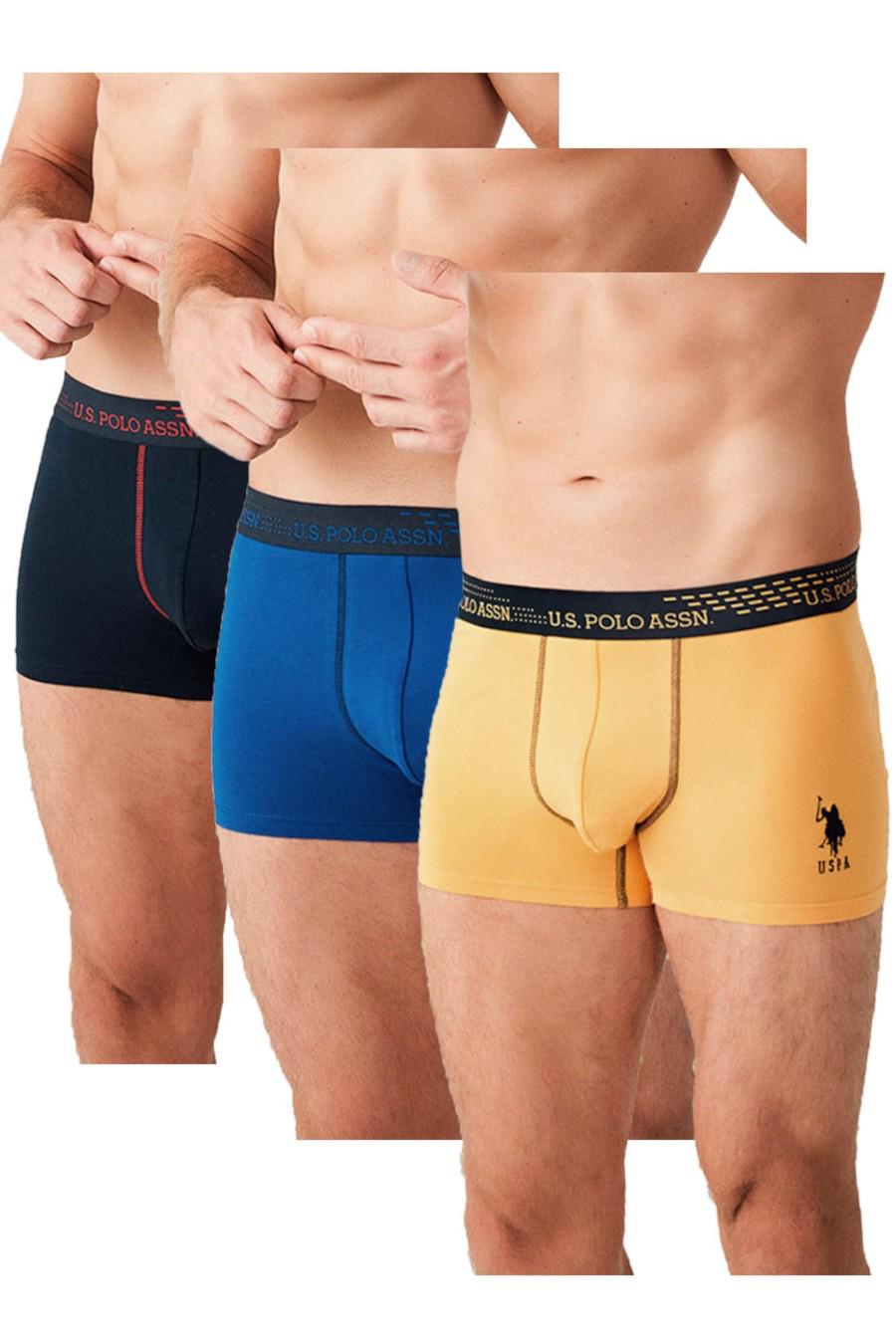 Трусы боксеры U.S. Polo ASSN р. 52/XL Темно-синий/Голубой/Желтый (74243)