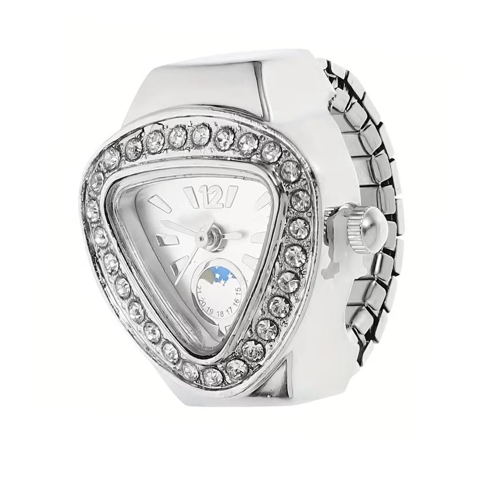 Кольцо-часы на палец со стразами Серебристый (3000004250)