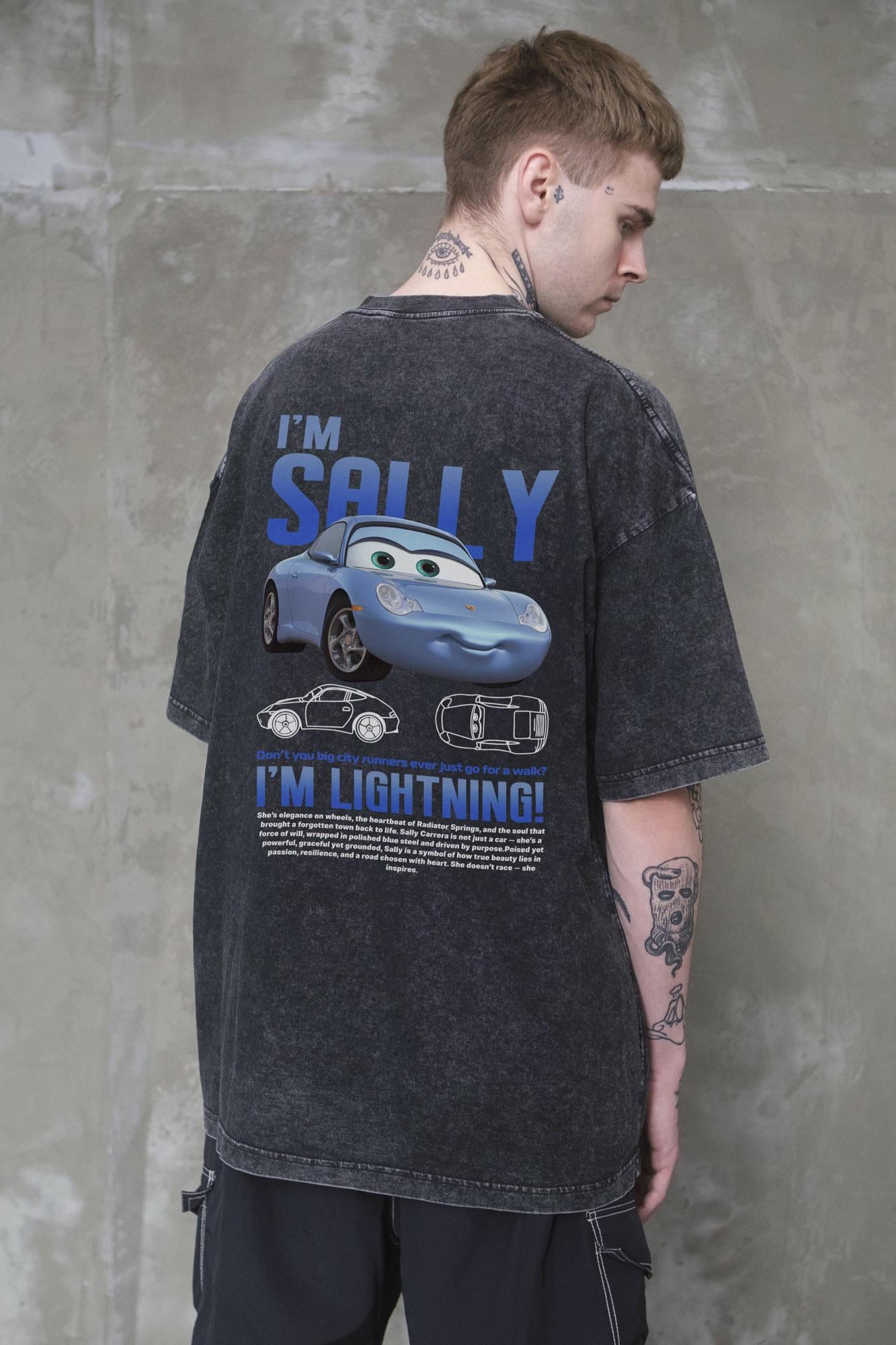 Футболка вываренная Without Washed Оверсайз с принтом Sally S/M Black (S/M 8056156 8056157)