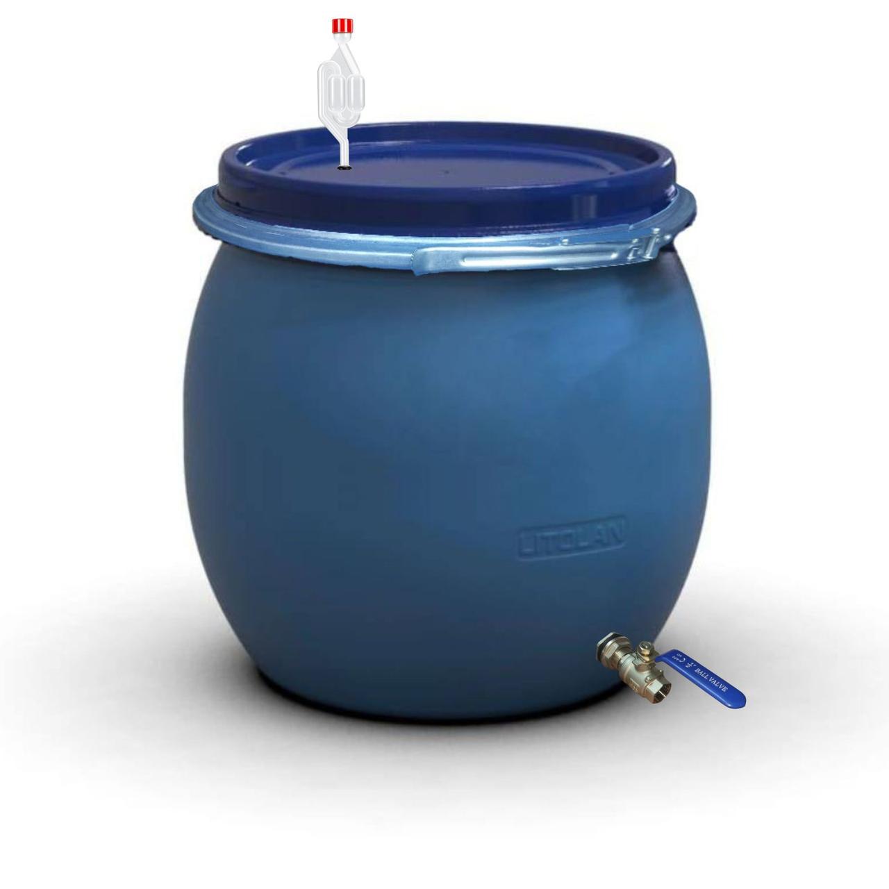 Бочка для бродіння Litolan з гідрозатвором S металевим хомутом та краном 1/2" з нержавіючої сталі AISI 304 80 л (29683М) - фото 1 Бочка для бродіння Litolan з гідрозатвором S металевим хомутом та краном 1/2" з нержавіючої сталі AISI 304 80 л (29683М) - фото 1