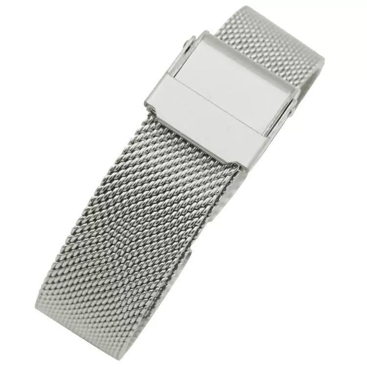 Браслет ремінець металевий для годинника міланське плетіння з подвійним замком та з шпильками 24 мм (3424233332)