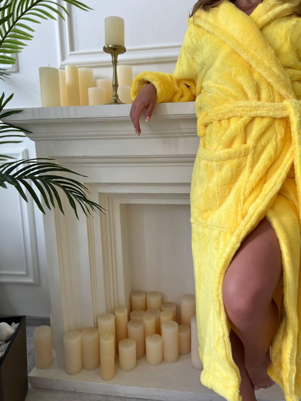 Халат жіночий махровий XL Жовтий (22936657) - фото 2 Халат жіночий махровий XL Жовтий (22936657) - фото 2