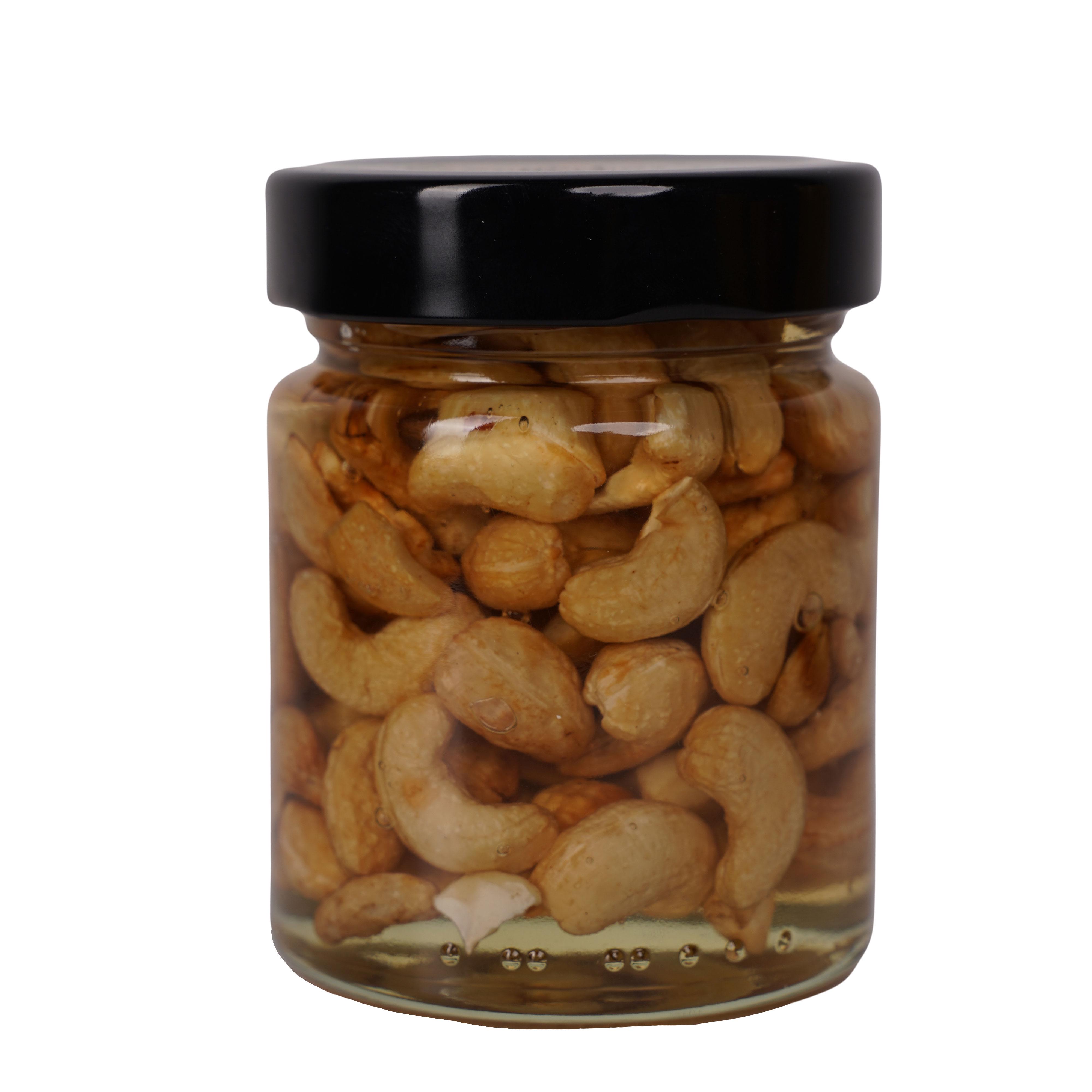 Мед акацієвий бджолиний з горіхом кеш'ю Золотий Нектар у скляній банці український 215 г