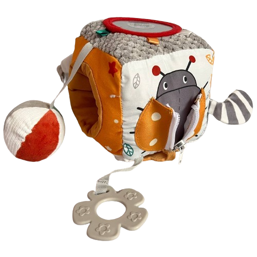 Развивающий тактильный Уни-Куб текстильный на 6 сторон с зеркальцем и грызунком (241)