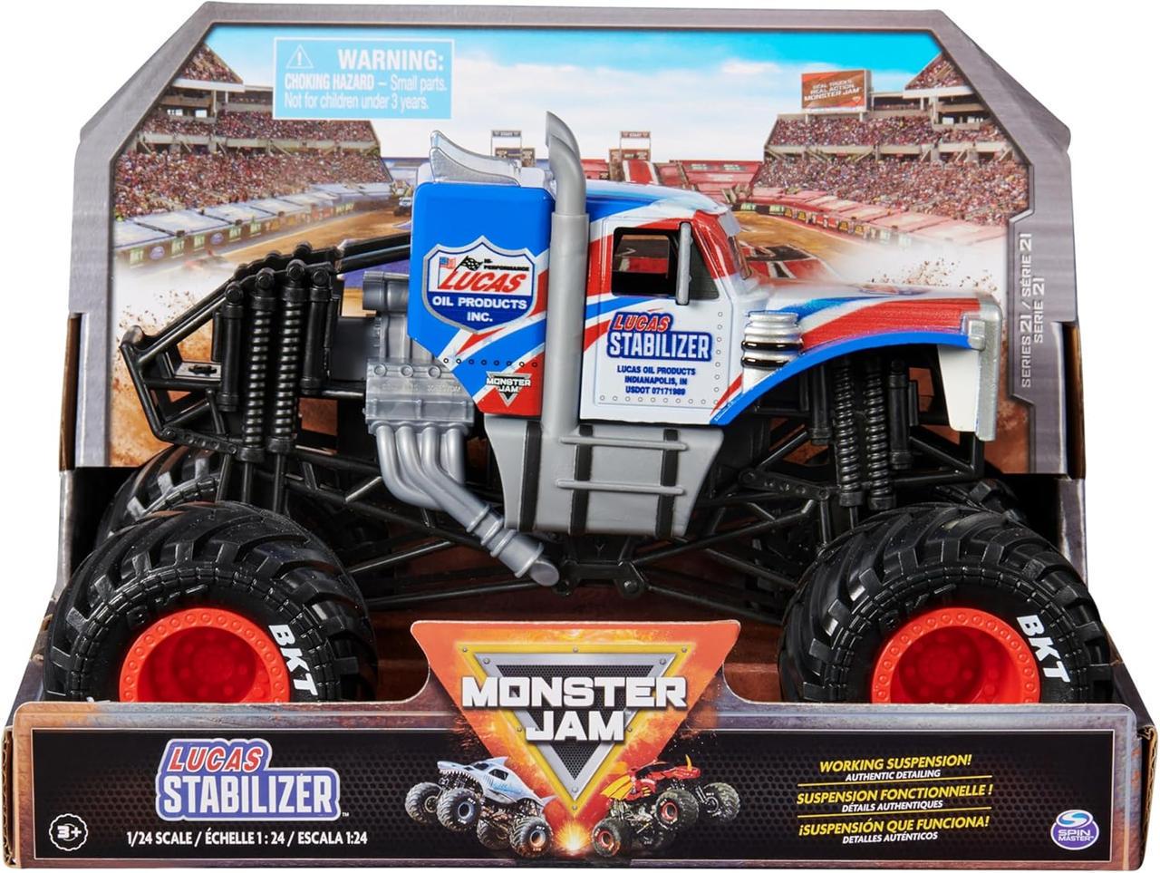 Модель коллекционная официальная монстр-трак Spin Master Monster Jam Lucas Stabilizer 1:24 с кузовом в стиле грузовика Peterbilt (6069139)