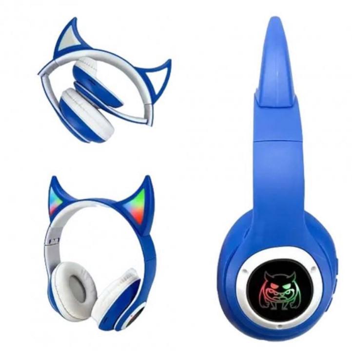 Наушники беспроводные STN-25 с ушками и LED-подсветкой Синий (2104618667) - фото 4 Наушники беспроводные STN-25 с ушками и LED-подсветкой Синий (2104618667) - фото 4