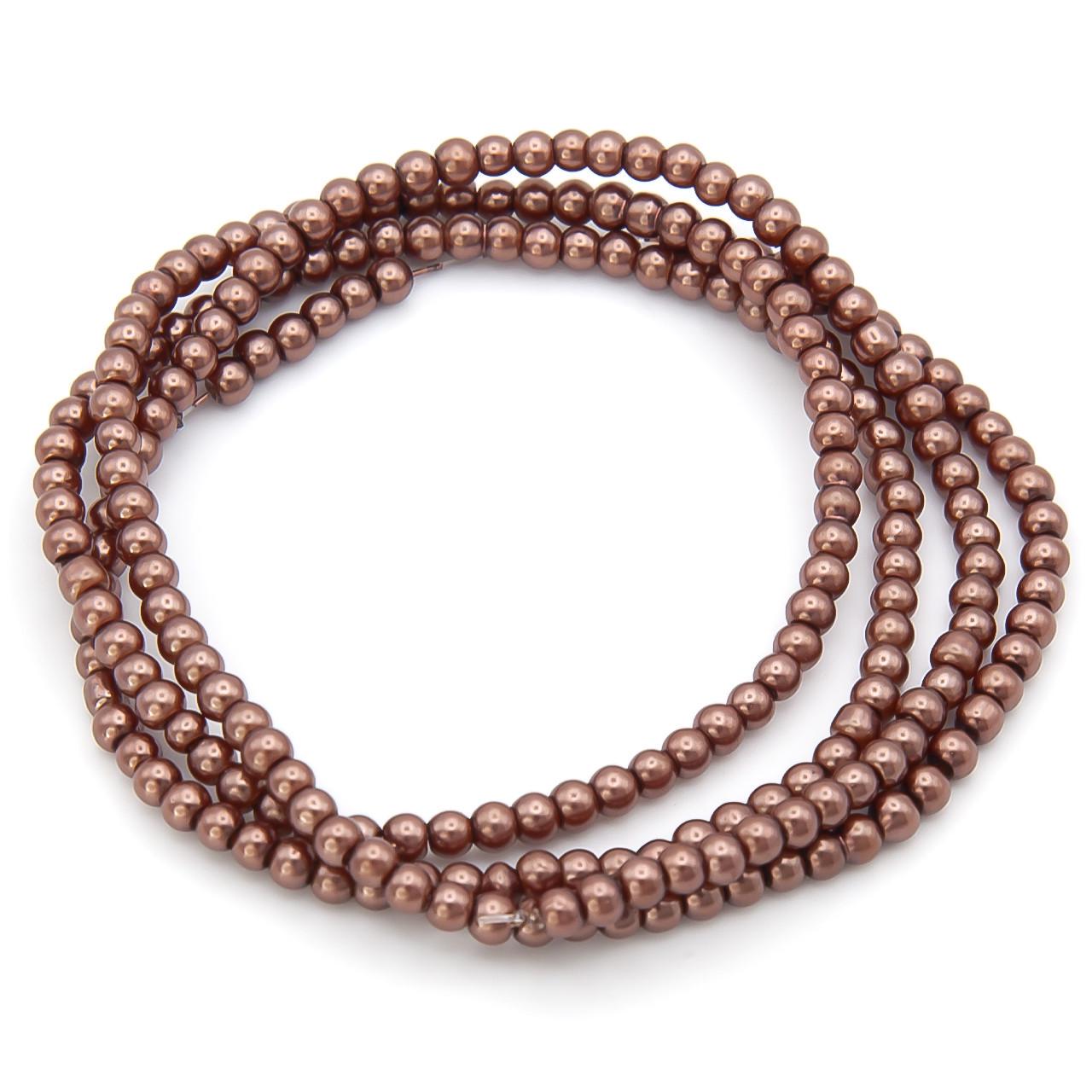 Бусины стеклянные на нитке под жемчуг 3 мм 62 см 215 шт. Коричневый (БЖ0003ш30)