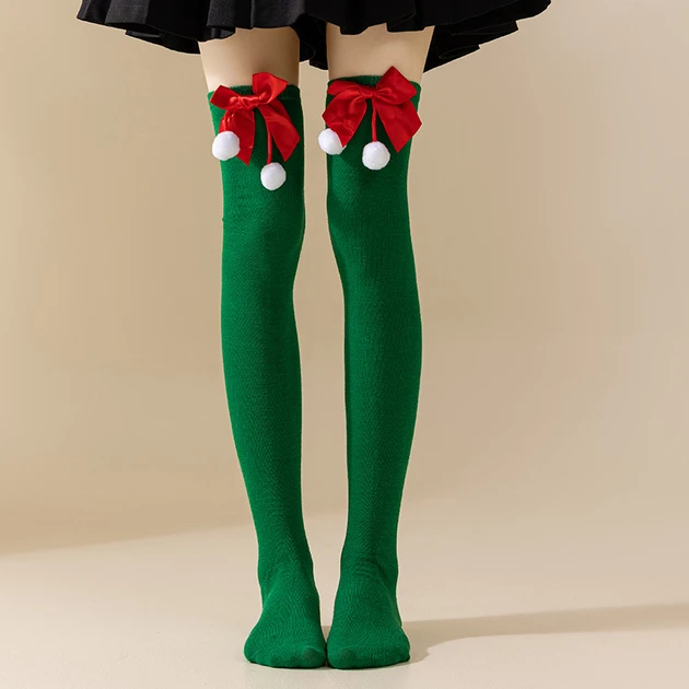 Гольфы женские Рождественские с помпоном 80 den One size Зеленый (2825426550)