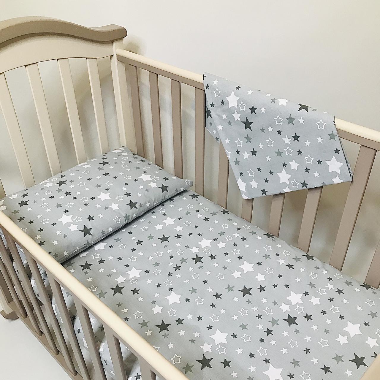 Комплект постельного белья детский Penetka Звездочки бязь 140x110/60x40 см Серый (6501.140.110.107)