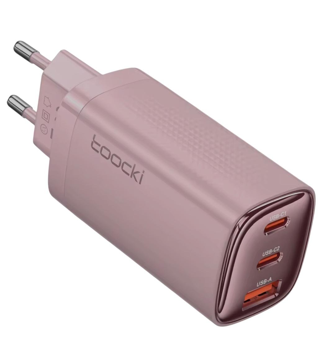 Зарядний пристрій швидкої зарядки Toocki GaN 67W 2C+1A GaN 2USB-C та 1USB-A мережевий Білий (v-30)