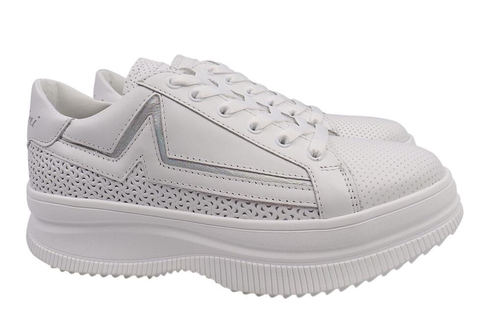 Кеды женские Carlo Pachini из кожи на платформе на шнуровке р. 39 Белый (77-21DTS)