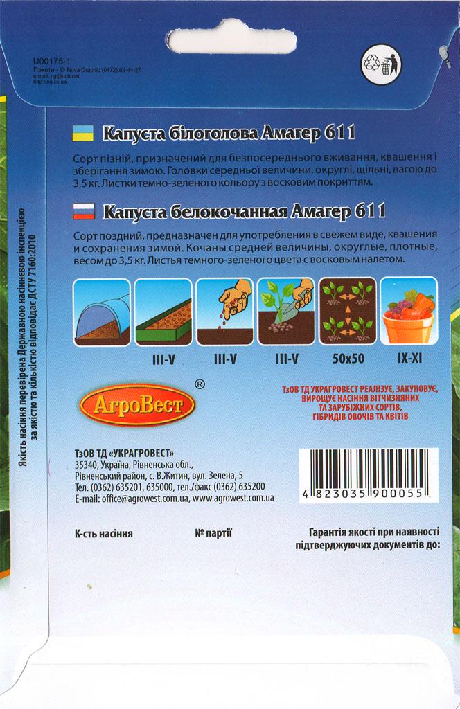 Насіння АгроВест капуста білоголова Амагер 10 г (22107) - фото 2 Насіння АгроВест капуста білоголова Амагер 10 г (22107) - фото 2