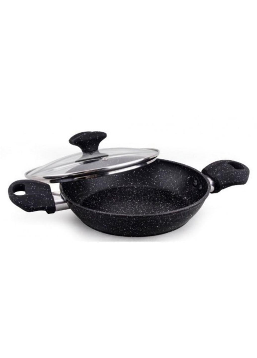 Сковорода с крышкой Edenberg с антипригарным мраморным покрытием 24 см 1,8 л Черный (14993А)