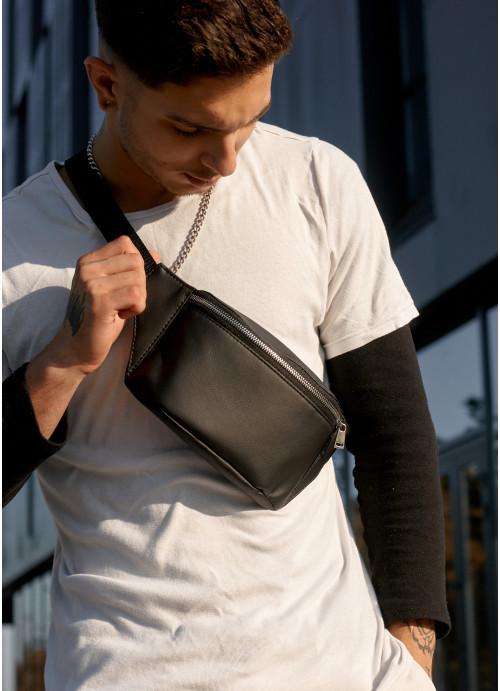 Сумка-бананка мужская Sambag водоотталкивающая кожаная Черный (2618898488)