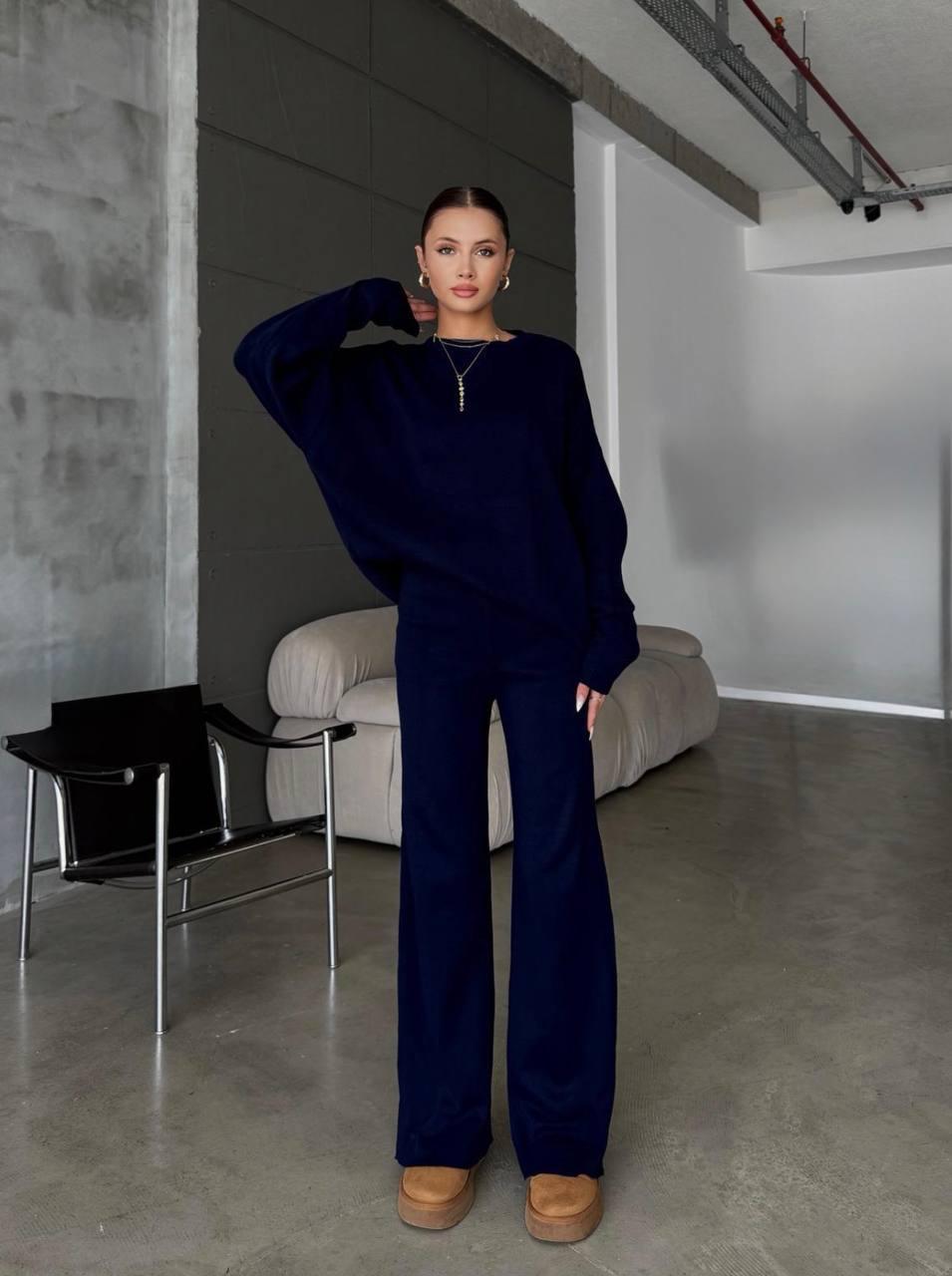 Костюм женский оверсайз ангора-кашемир р. 46/48 Синий (31986218)