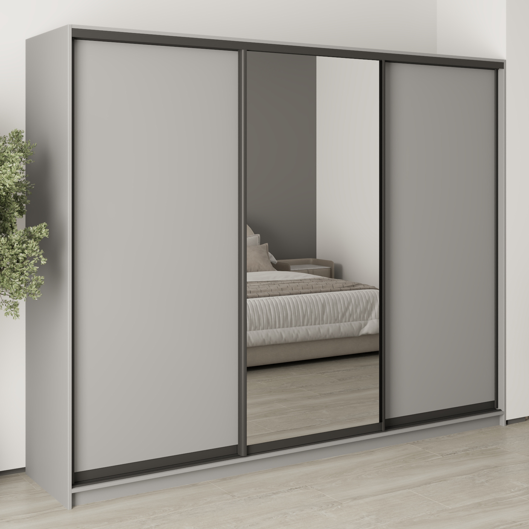 Шафа-купе тридверна Mebel Star Комбо BG MBS-9206 260х60х210 см Сіра мишка (1009195)